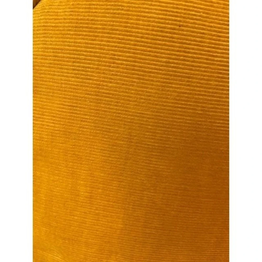 Round Throw Pillow Yellow Corduroy White Lace Accent Cottagecore Vintage Mustard